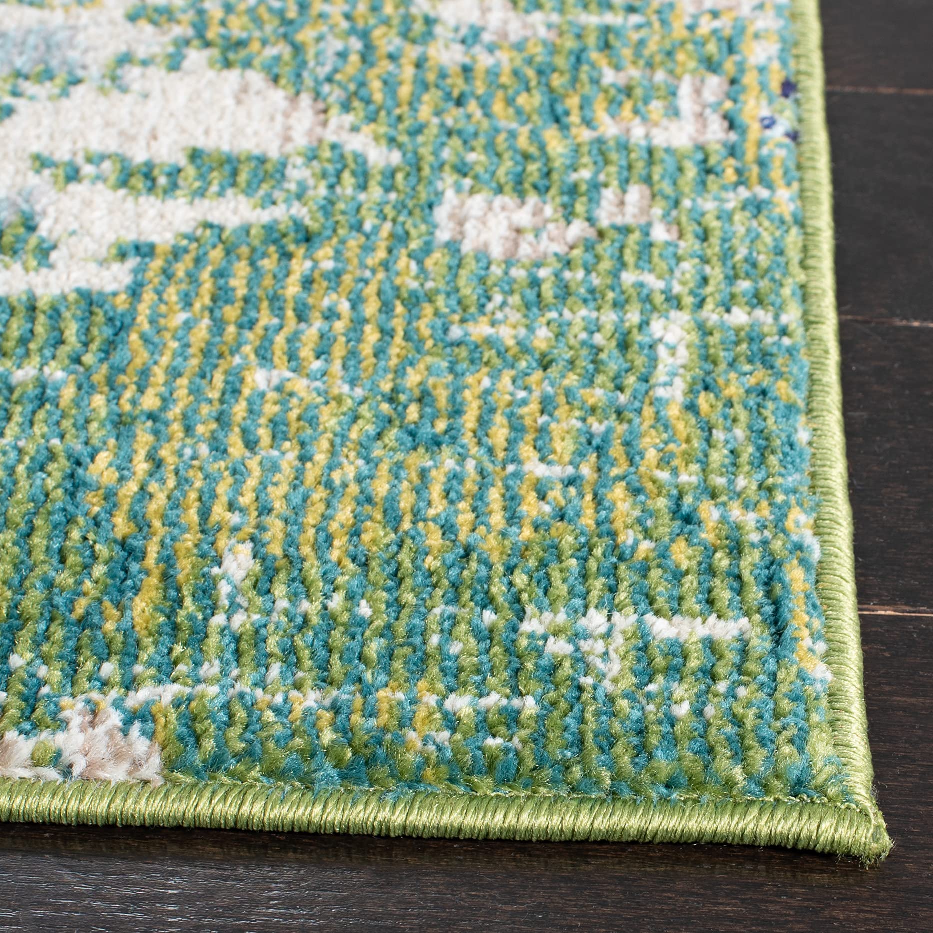 Safavieh Madison Collection Runner Rug - 2'2'' X 14', Green & Turquoise, Boho Abstract Distressed Design, Non-Shedding & Easy Ca